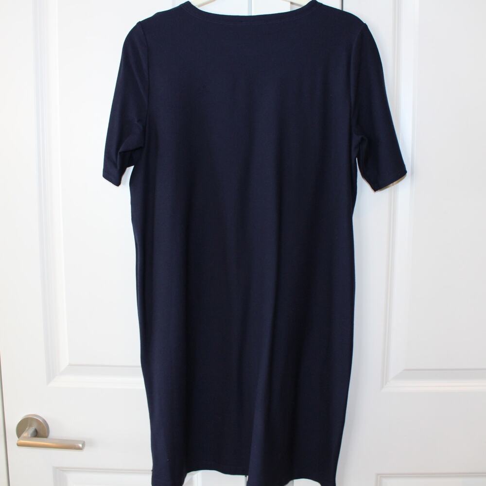 EILEEN FISHER Navy Blue Shirt Dress Stretch Crepe Short Sleeve Zip Side | MP - Picture 8 of 8